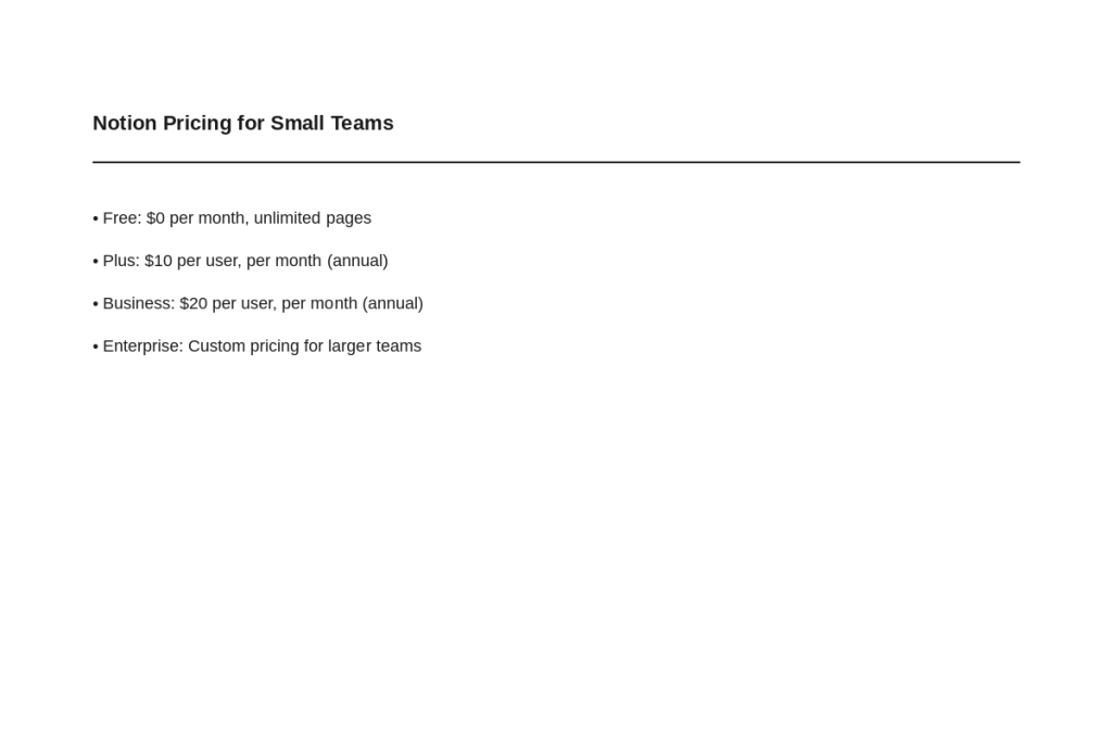 Pricing Overview for Small Teams