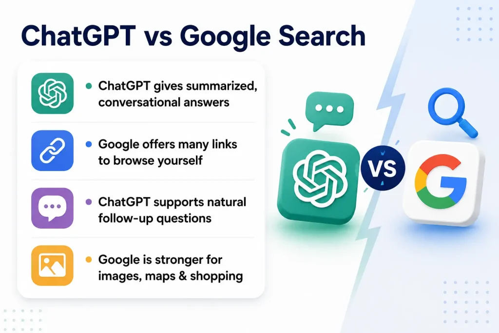 ChatGPT Web Search vs. Google Search