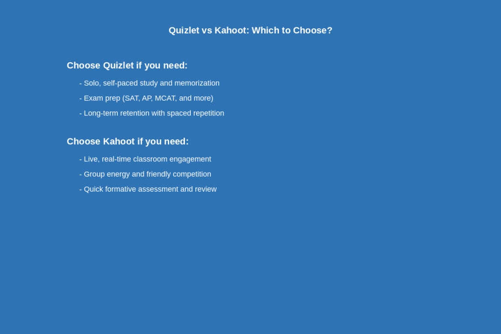 Quizlet vs Kahoot: Which Is Better for Classrooms?